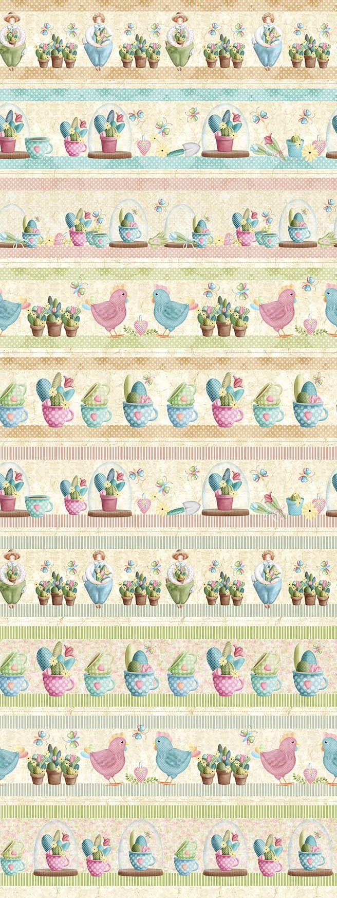 Tricoline estampa digital barrado garden - CORTES 0,55m x 1,50m