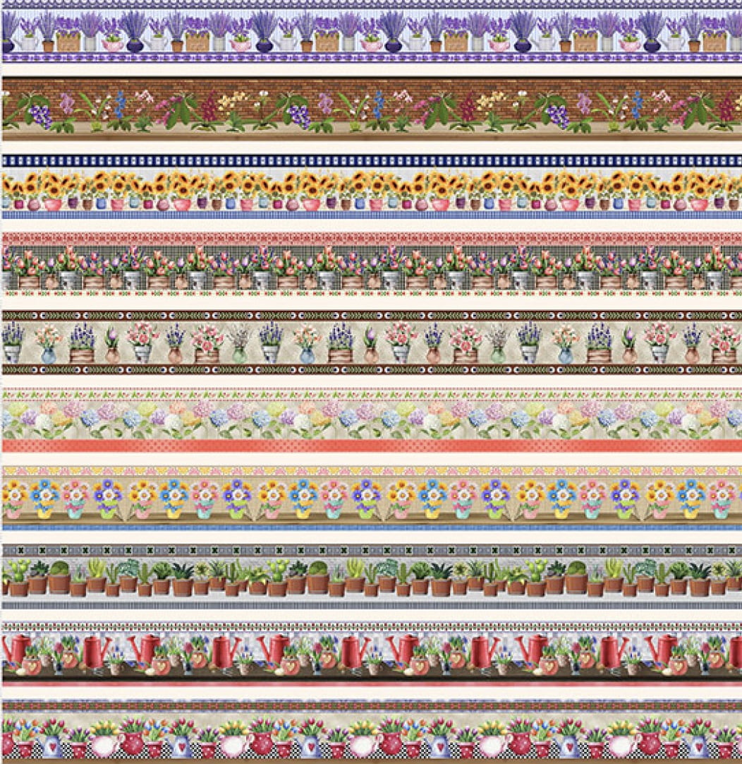 Tricoline estampa digital barrado vasinhos - CORTES 0,55m x 1,50m