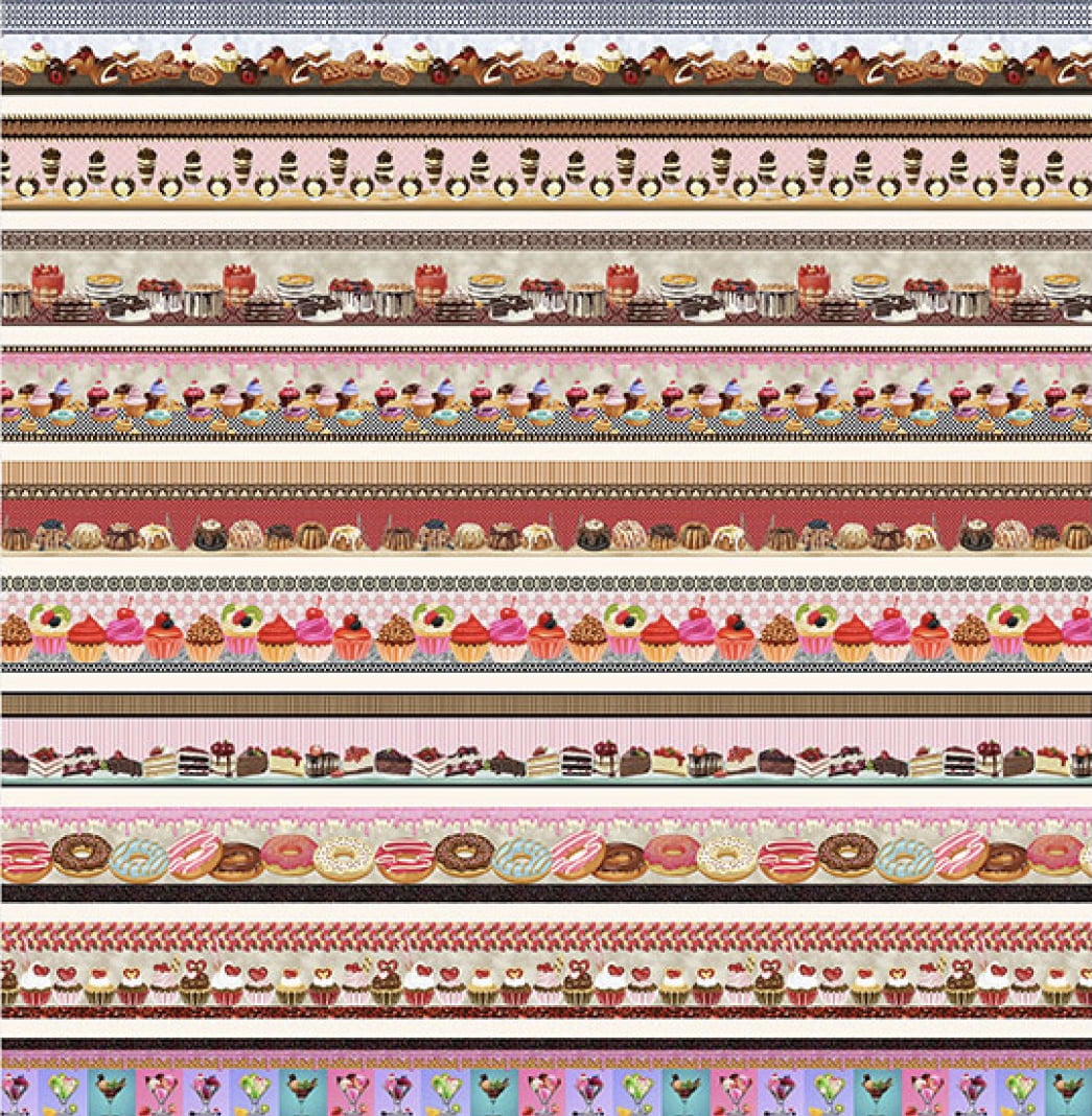 Tricoline estampa digital barrado doces - CORTES 0,55m x 1,50m