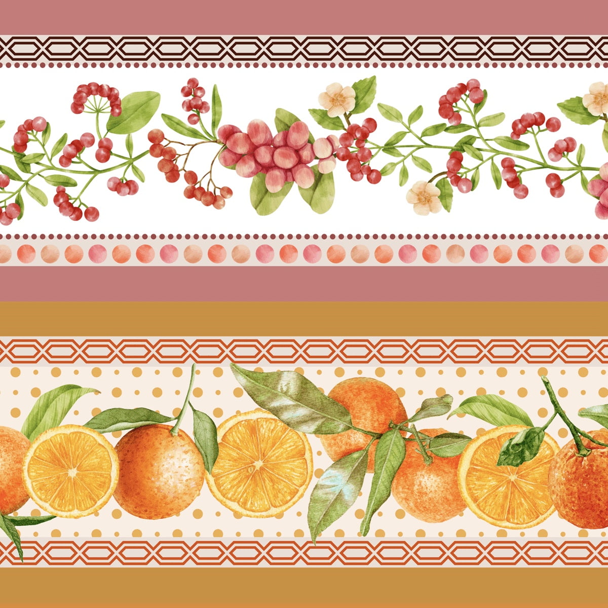 Tricoline estampa digital barrado frutas tropicais  - CORTES 0,55m x 1,50m