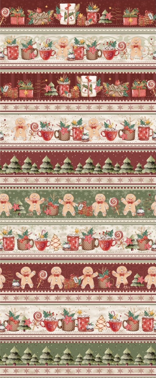 Tricoline estampa digital barrado gingerbread  - CORTES 0,55m x 1,50m