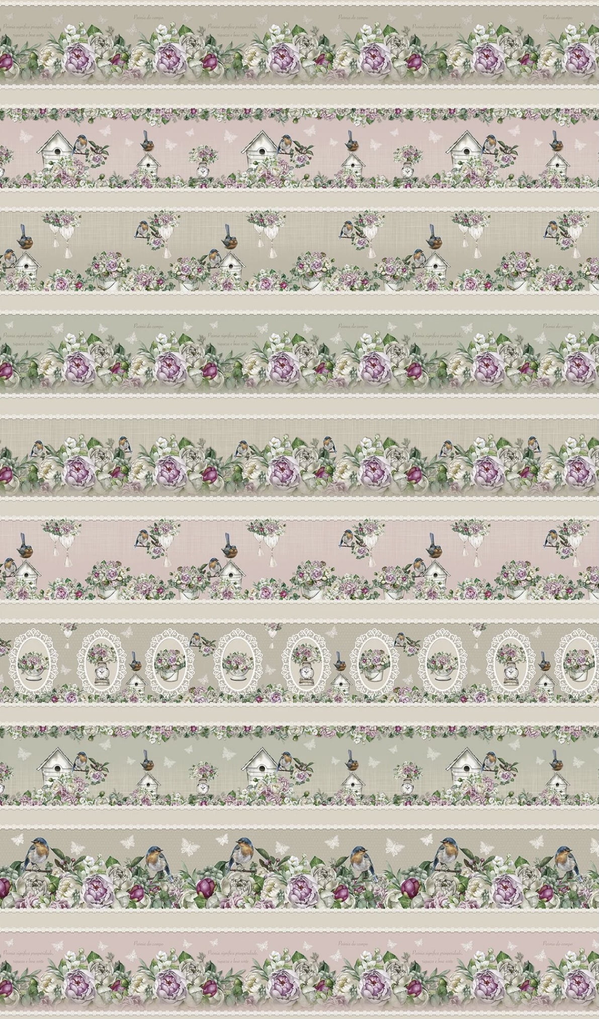 Tricoline estampa digital barrado peônia - CORTES 0,55m x 1,50m