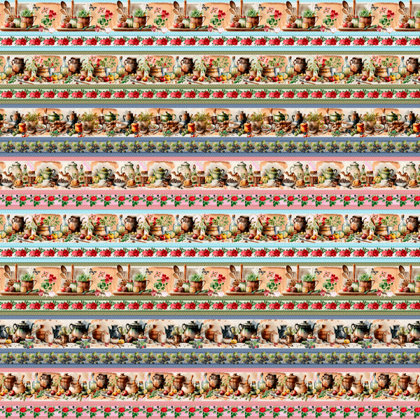 Tricoline estampa digital barrado cozinha rústica - CORTES 0,55m x 1,50m