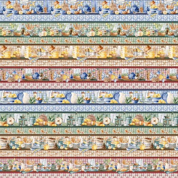 Tricoline estampa digital barrado cozinha básica  - CORTES 0,55m x 1,50m