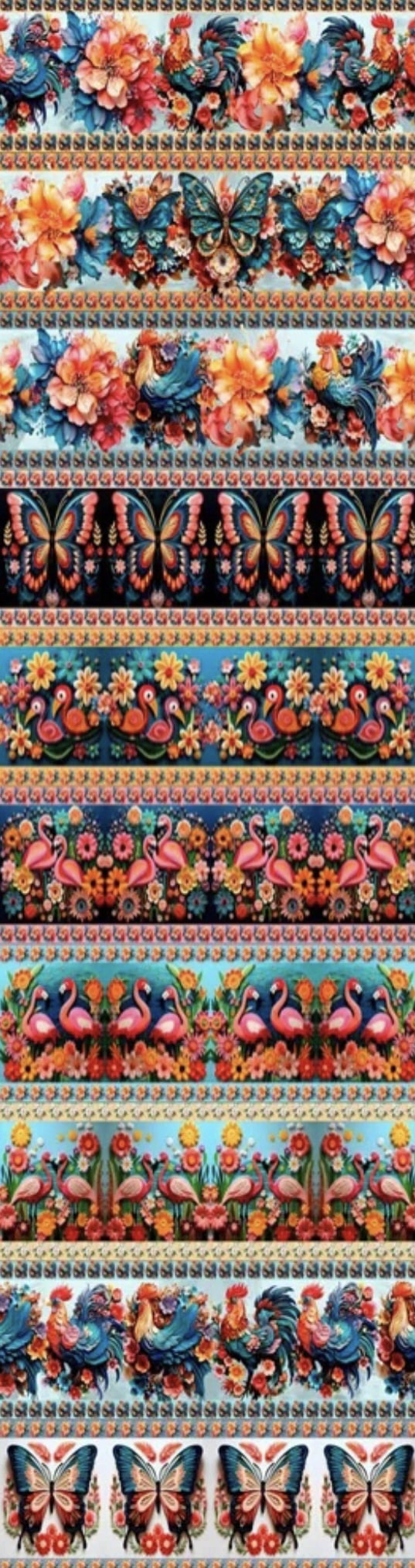 Tricoline estampa digital barrado 3D flamingos  - CORTES 0,55m x 1,50m