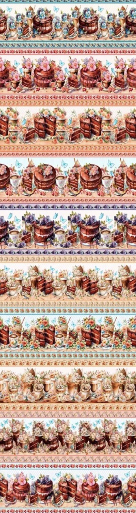 Tricoline estampa digital barrado bolo de chocolate  - CORTES 0,55m x 1,50m