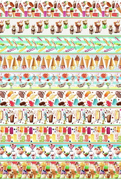 Tricoline estampa digital barrado ice cream - CORTES 0,55m x 1,50m