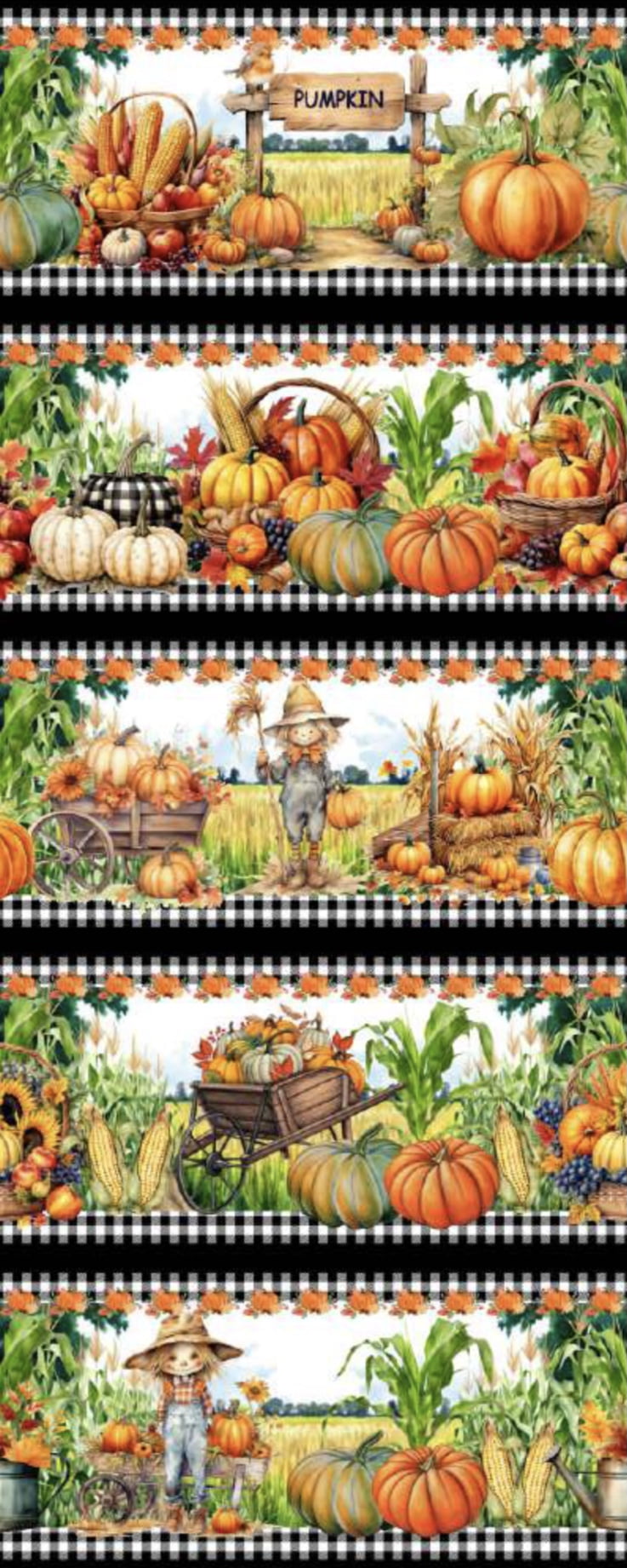 Tricoline estampa digital barrado pumpkins  - CORTES 0,55m x 1,50m