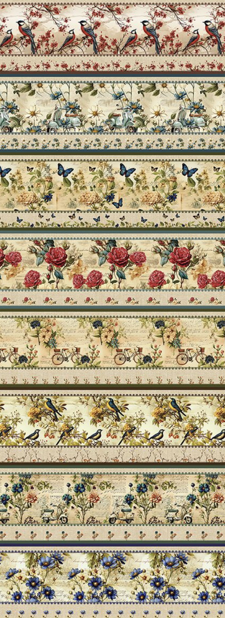 Tricoline estampa digital barrado flores com pássaros  - Dica para toalhas de banho 