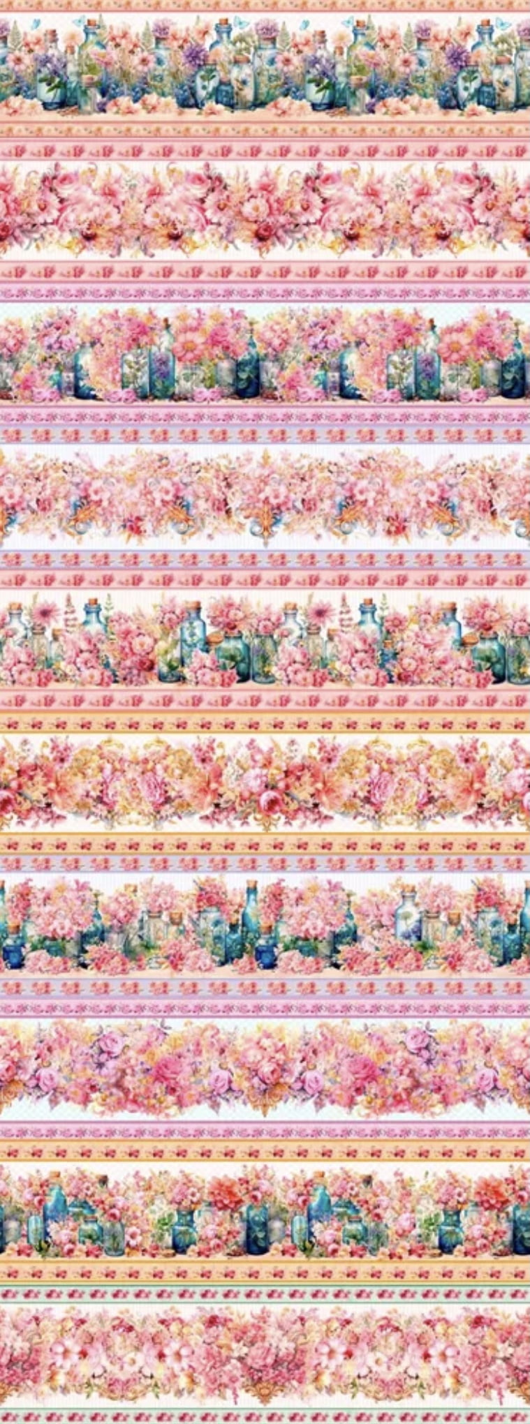 Tricoline estampa digital barrado fragrância  - CORTES 0,55m x 1,50m 