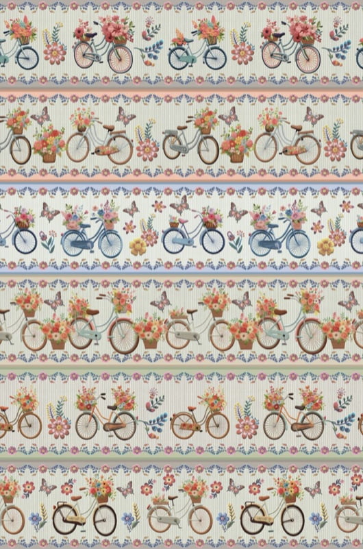 Tricoline estampa digital barrado bicicletas  - CORTES 0,55m x 1,50m 