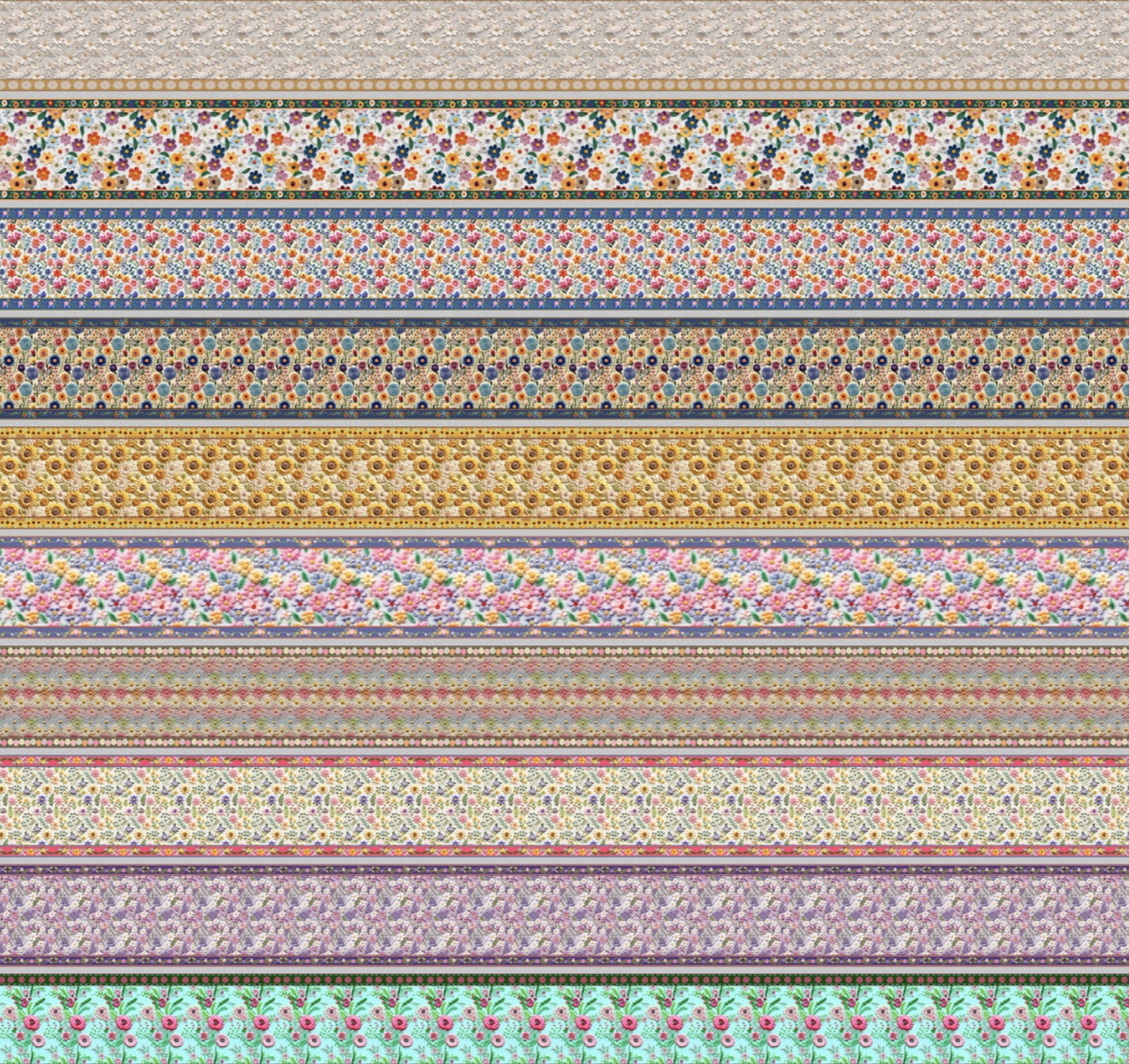 Tricoline estampa digital barrado crochê  - CORTES 0,55m x 1,50m 