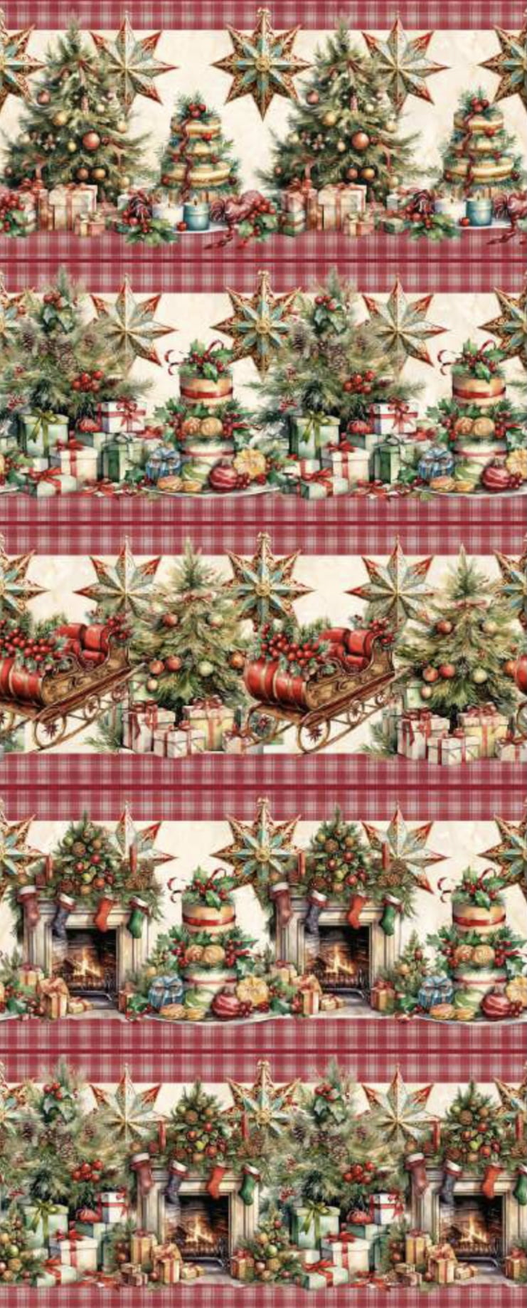 Tricoline estampa digital barrado cake christmas  - CORTES 0,55m x 1,50m