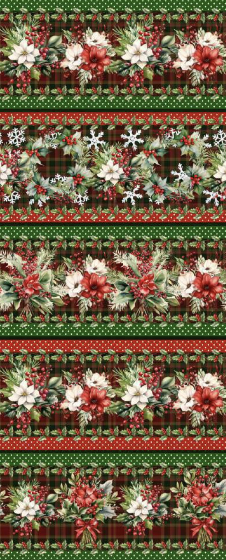 Tricoline estampa digital barrado flor de natal  - CORTES 0,55m x 1,50m