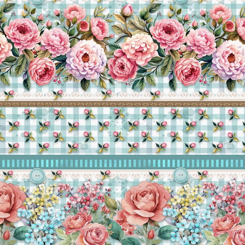 Tricoline estampa digital barrado flower love tiffany  - CORTES 0,55m x 1,50m