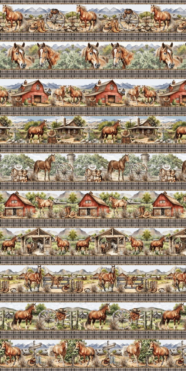 Tricoline estampa digital barrado vida de cowboy  - CORTES 0,55m x 1,50m
