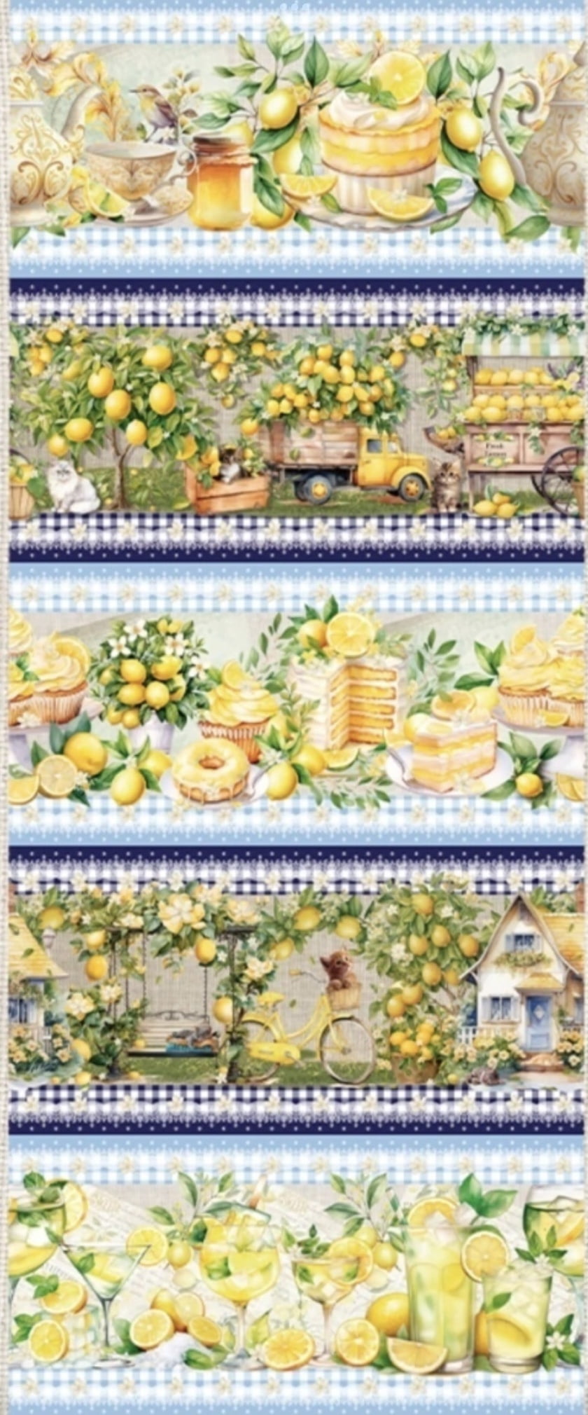 Tricoline estampa digital barrado limão siciliano  - CORTES 0,55m x 1,50m