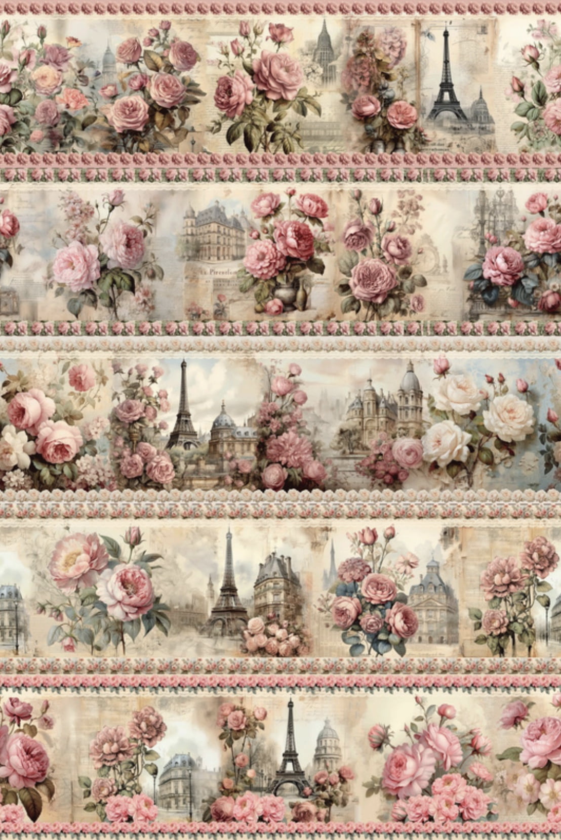 Tricoline estampa digital barrado primavera em Paris  - CORTES 0,55m x 1,50m
