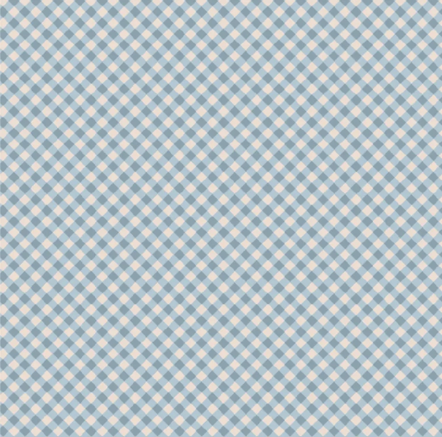 Tricoline estampa digital xadrez azul acinzentado  