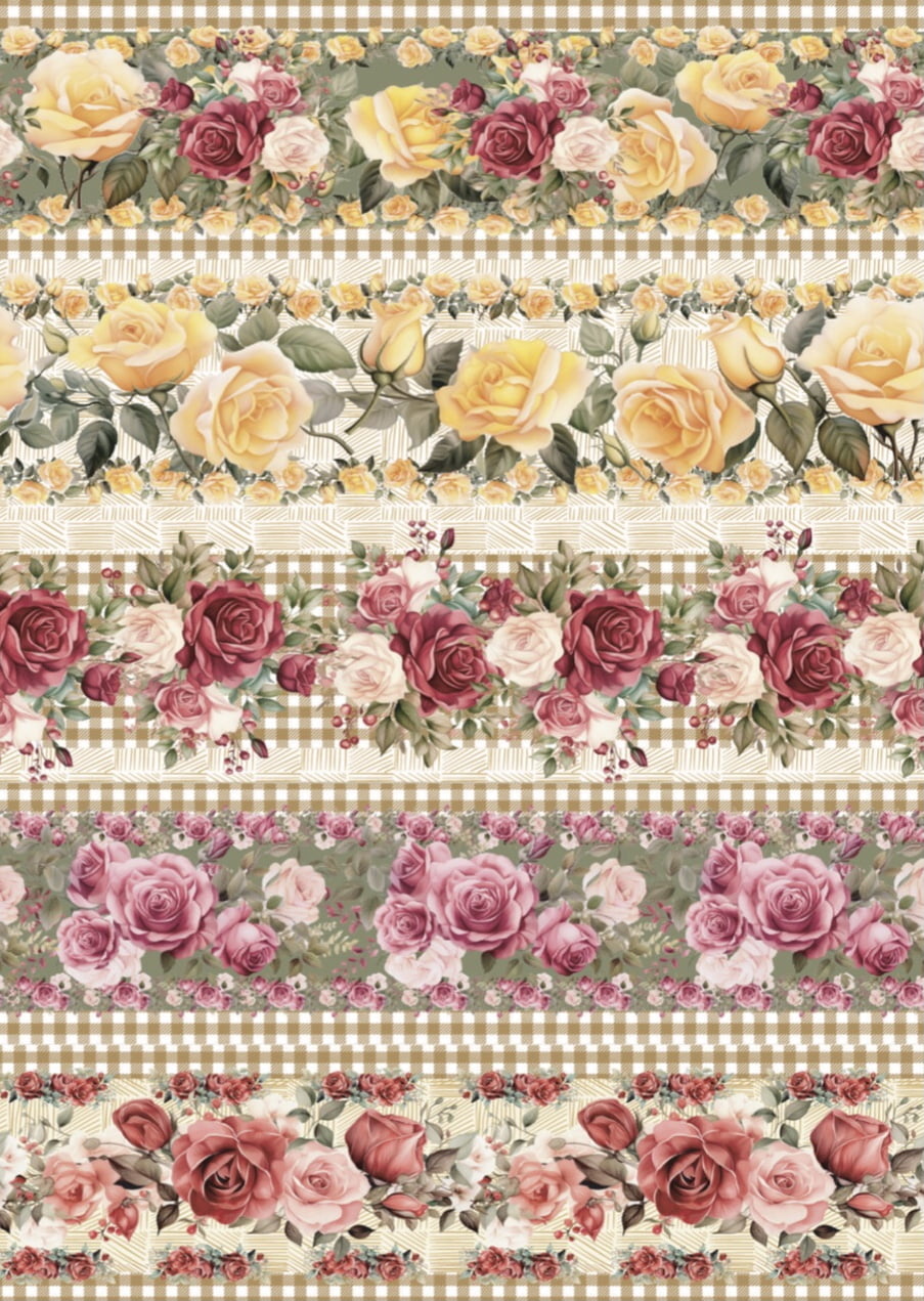 Tricoline estampa digital barrado rosas - Dica para toalhas de banho 