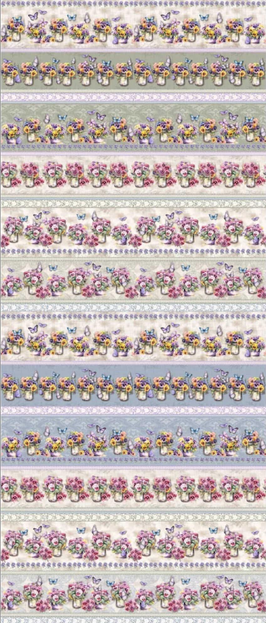 Tricoline estampa digital barrado jardins amor perfeito  - CORTES 0,55m x 1,50m 