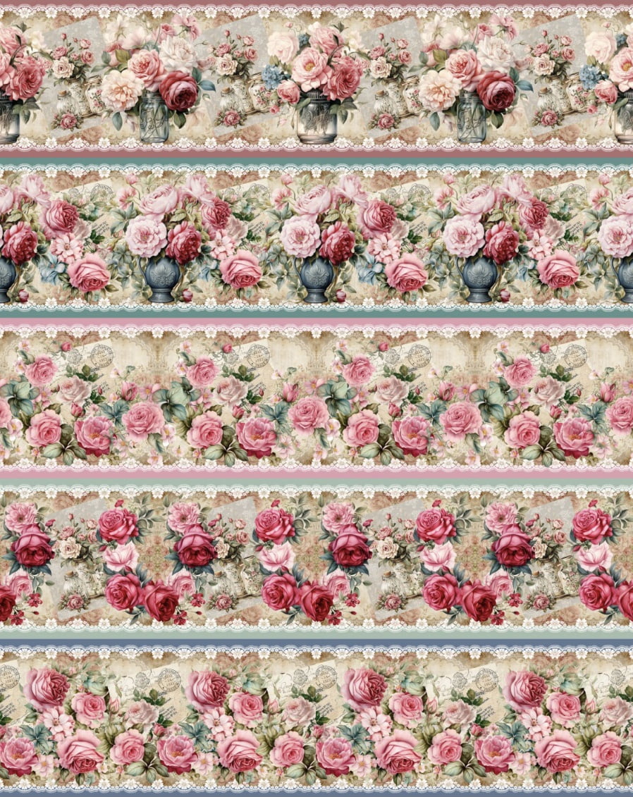 Tricoline estampa digital barrado rose - CORTES 0,55m x 1,50m 