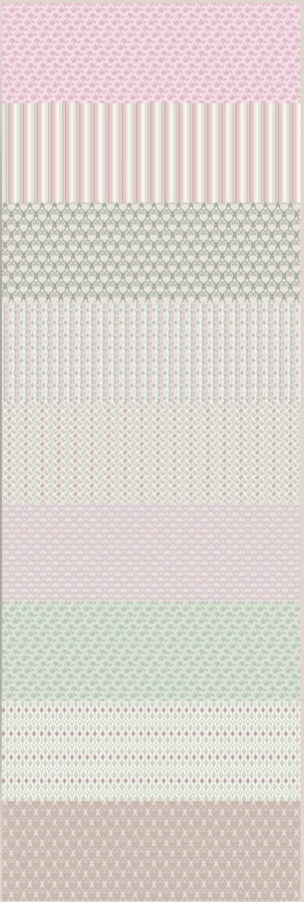 Tricoline estampa digital barrado composê rose garden - CORTES 0,55m x 1,50m 