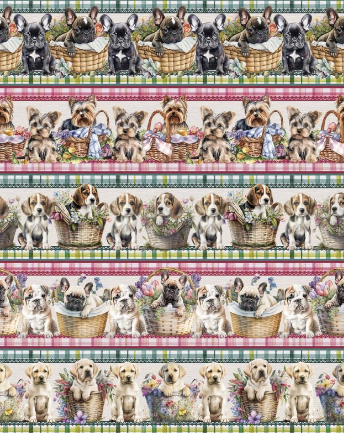 Tricoline estampa digital barrado doguinhos lindos - Dica para toalhas de banho 