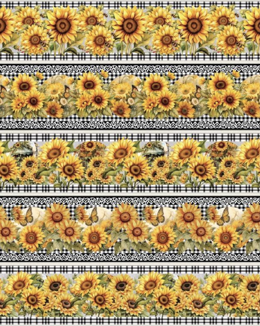 Tricoline estampa digital barrado girassol tradicional - Dica para toalhas de banho 