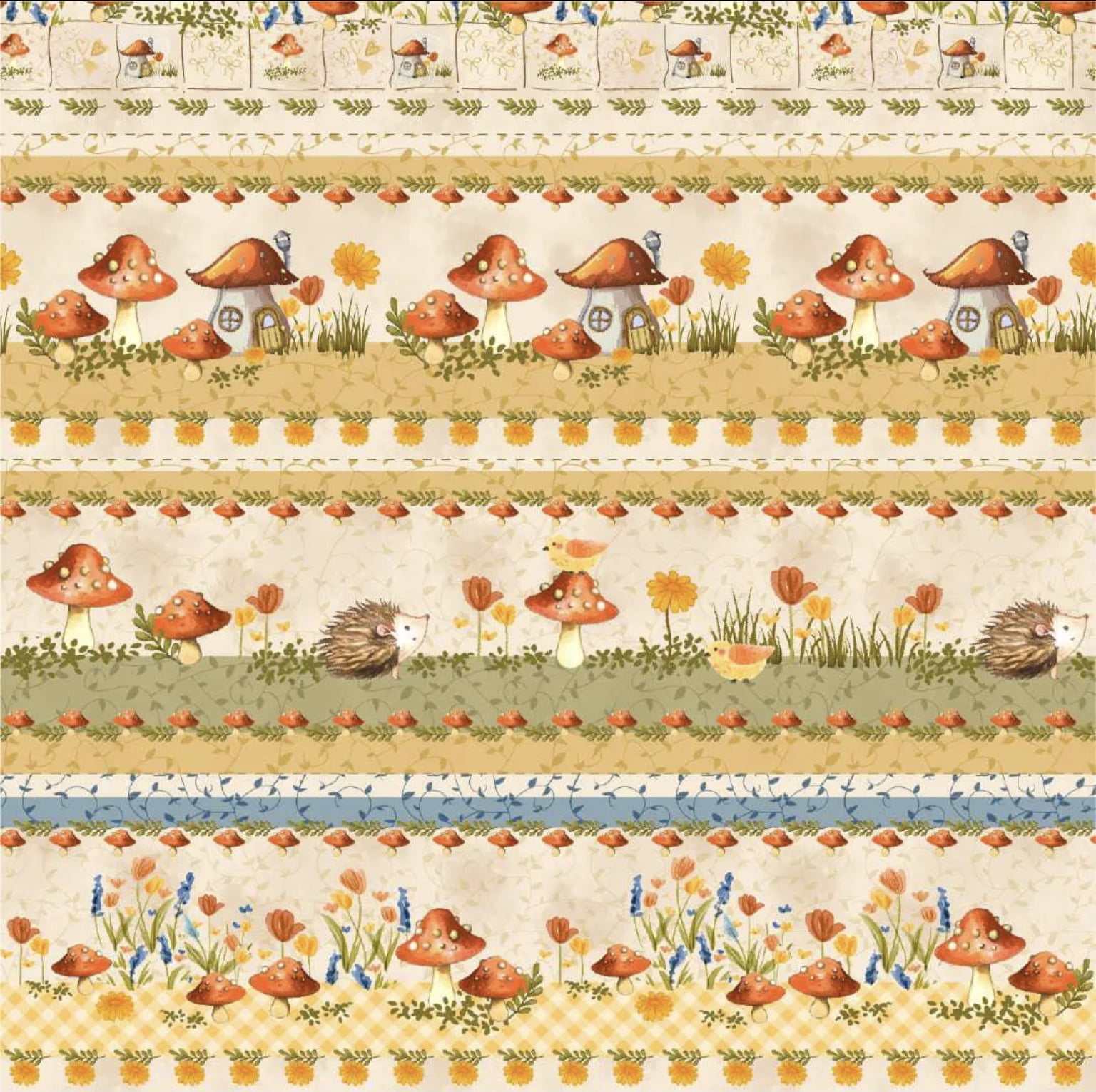 Tricoline estampa digital barrado cogumelos - Dica para toalhas de banho 