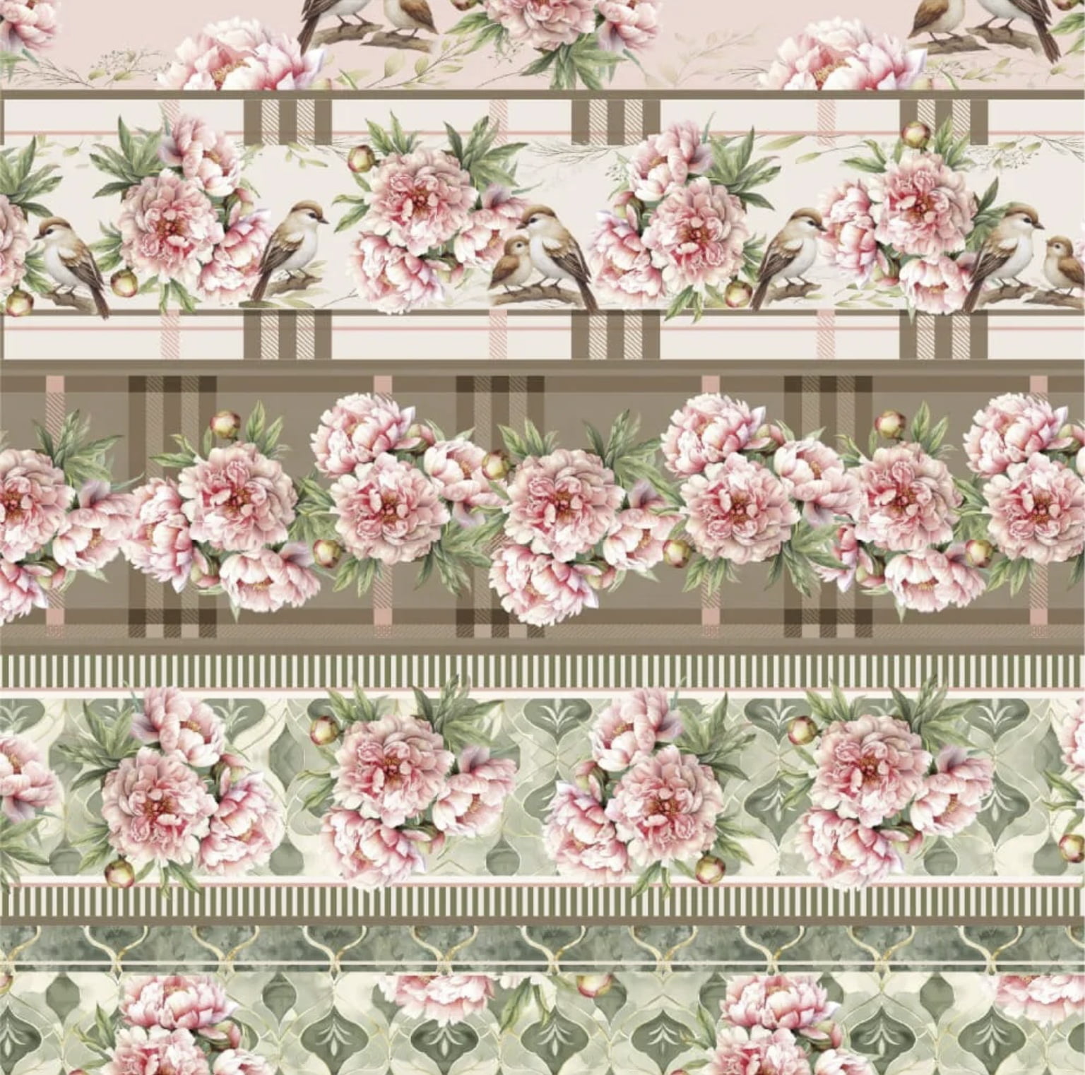 Tricoline estampa digital barrado peônias - Dica para toalhas de banho 