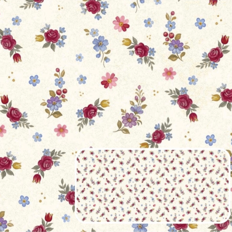 Tricoline estampa digital floral miúdo