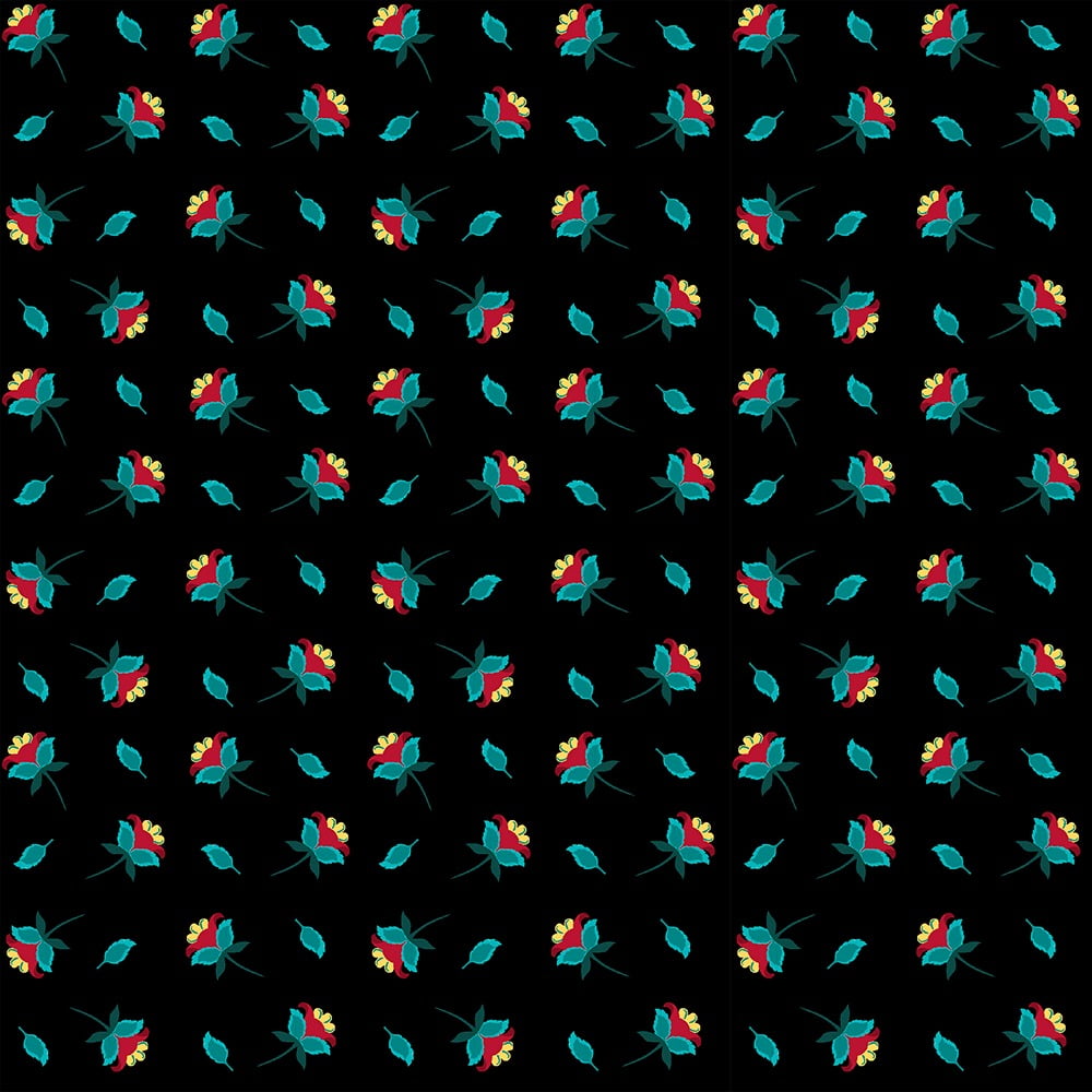 Tricoline estampado mini flores preto
