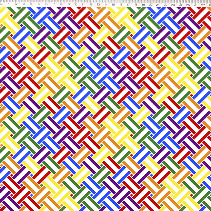 Tricoline estampado Colorê treliça 