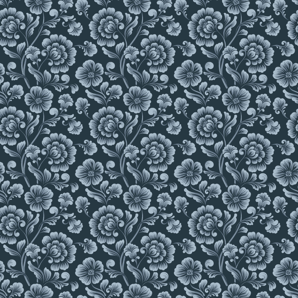 Tricoline estampado country floral azul