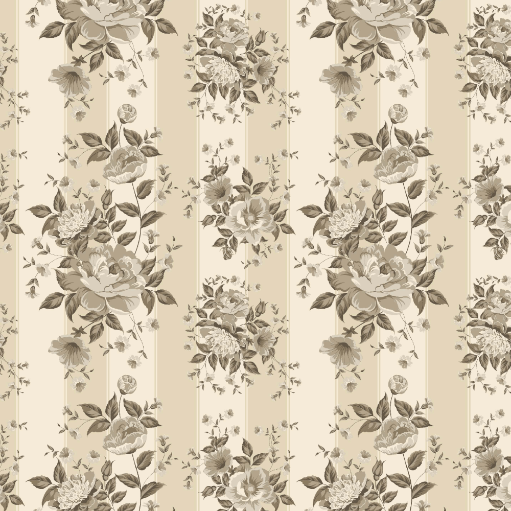 Tricoline estampado country floral bege
