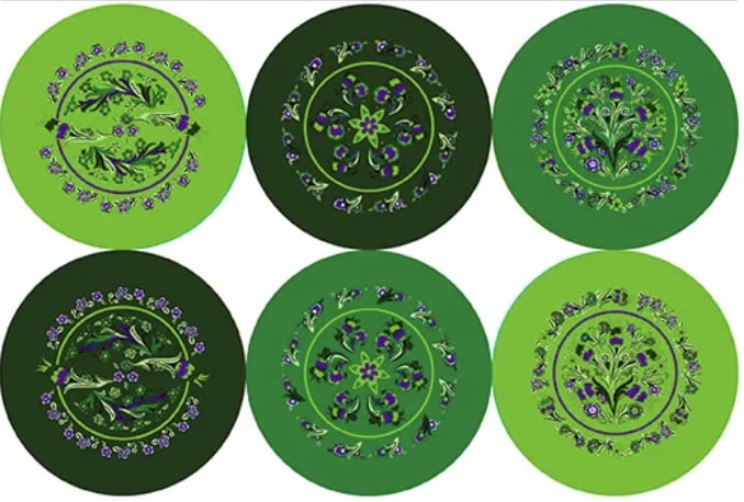 Tricoline estampa digital painel para sousplats pratos turcos verde