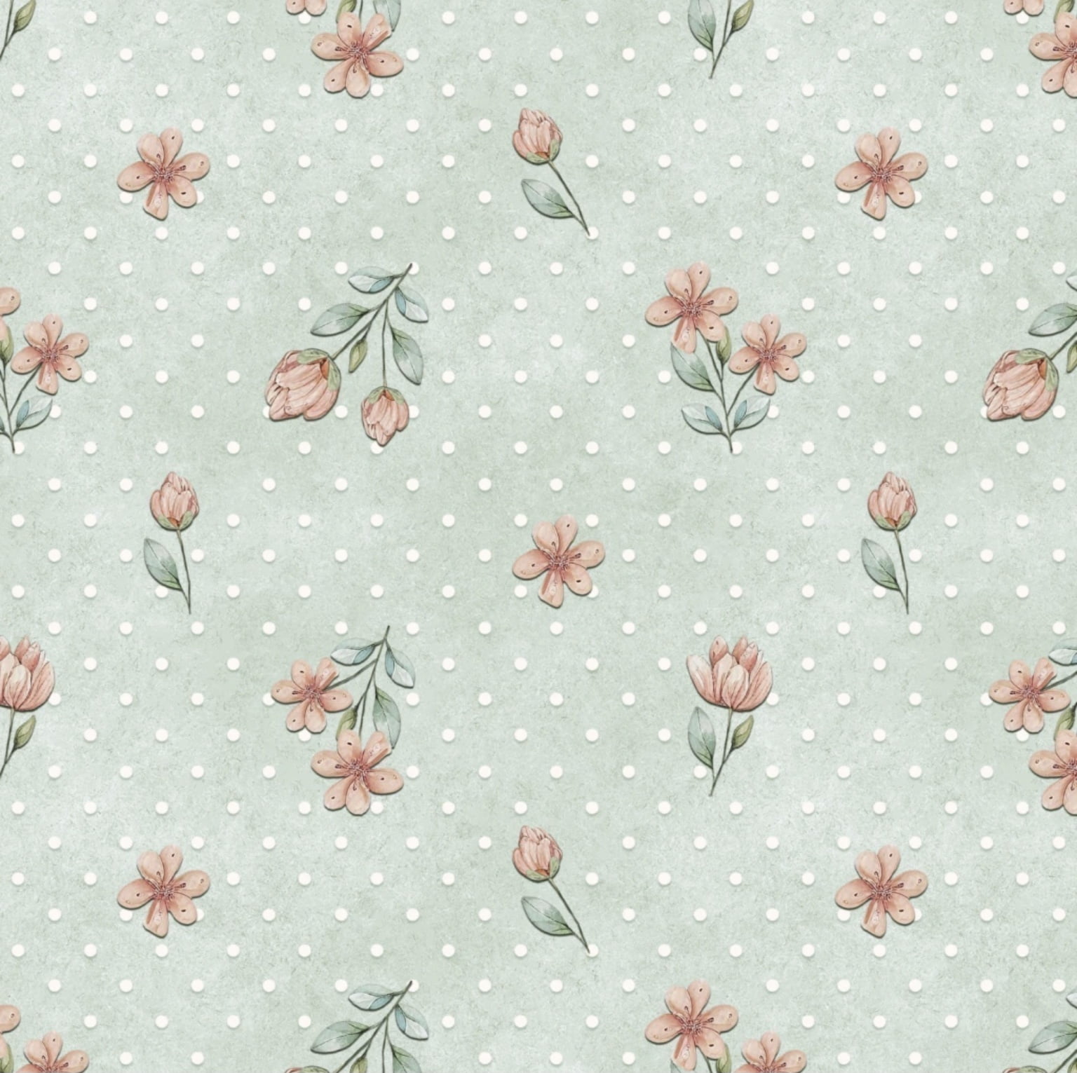 Tricoline estampa digital floral fofo menta
