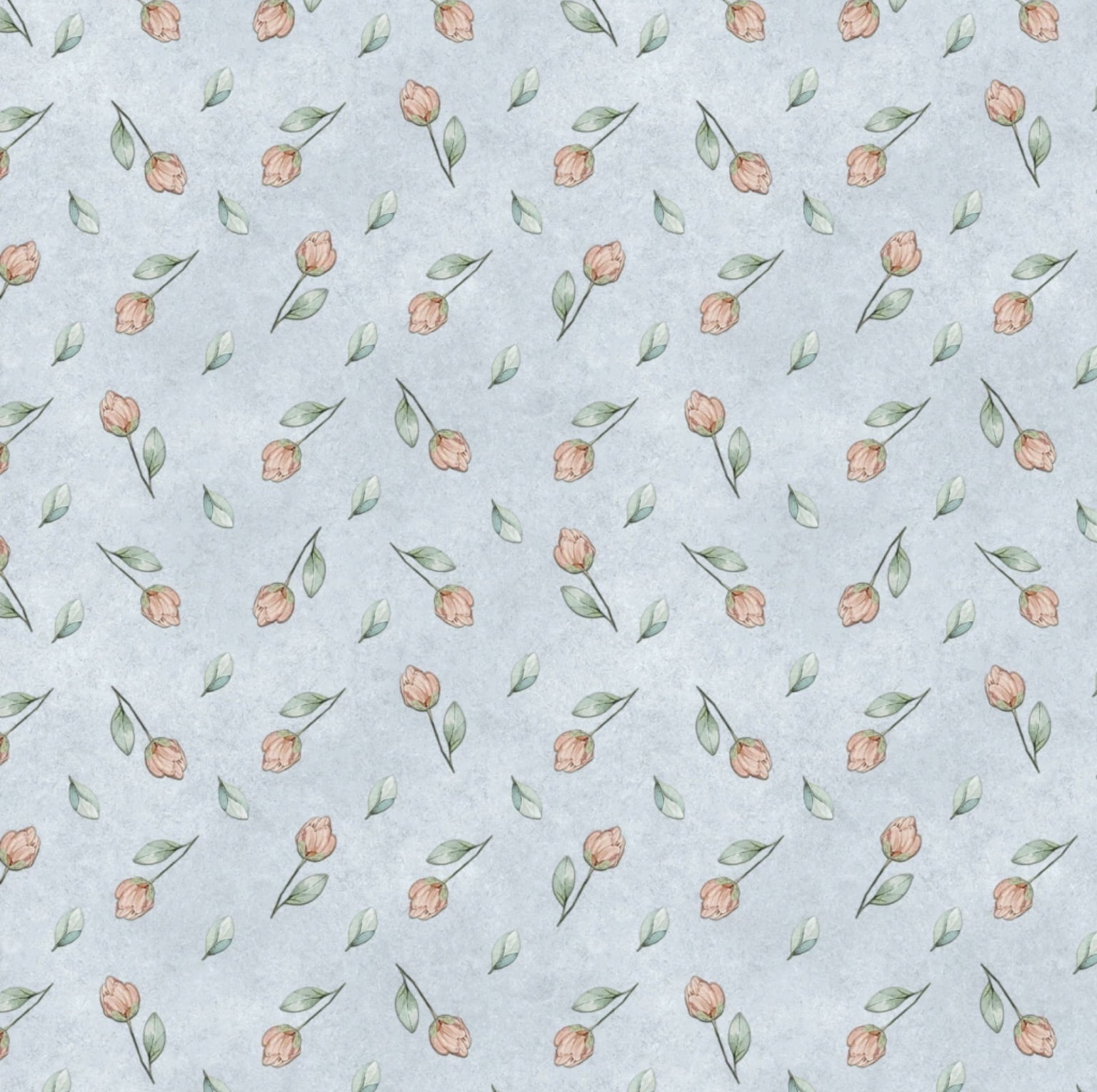 Tricoline estampa digital mini floral fofo azul