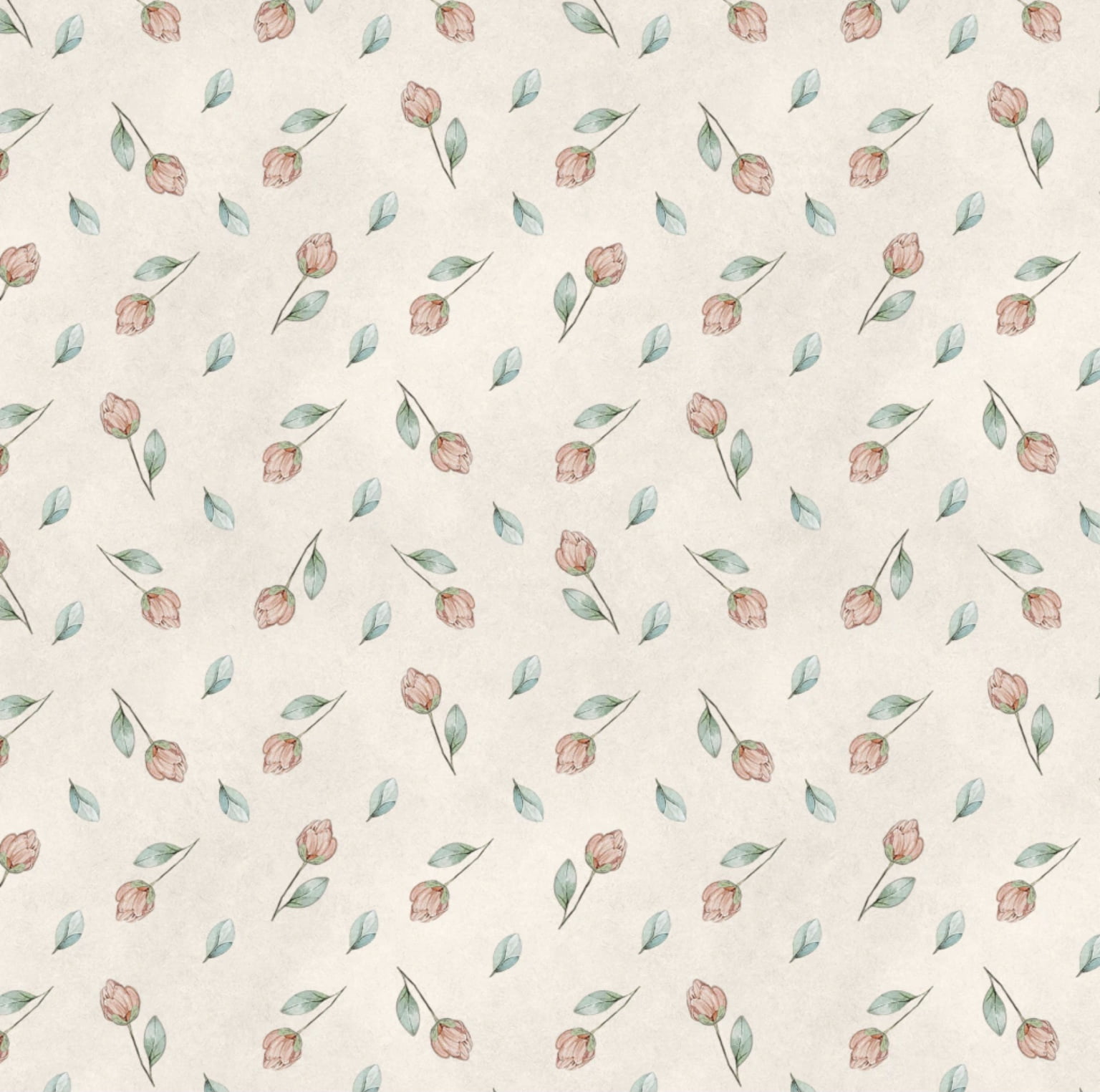 Tricoline estampa digital mini floral fofo bege