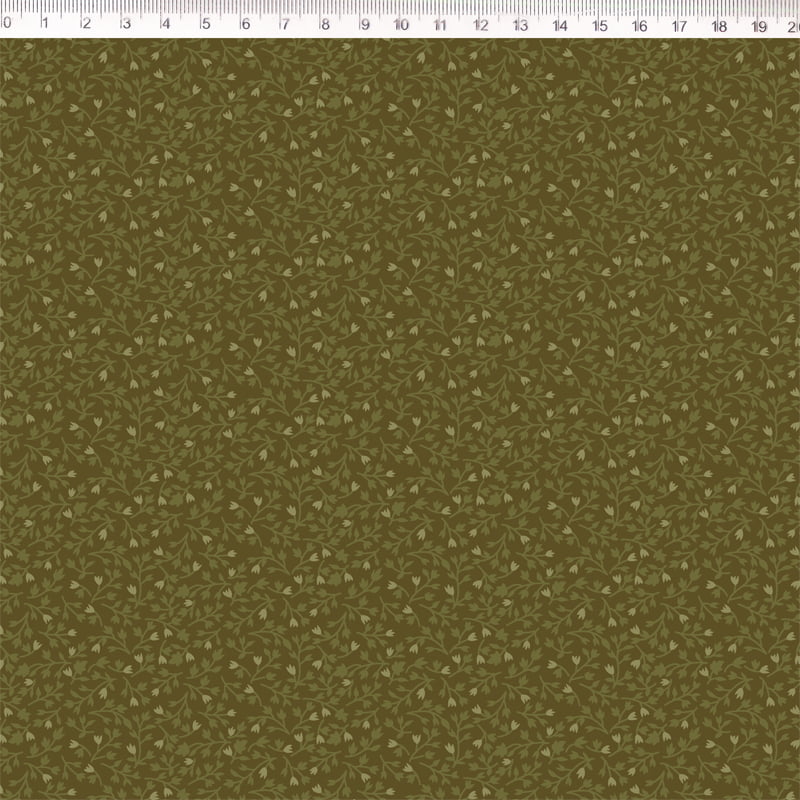 Tricoline estampado folhinhas fundo verde