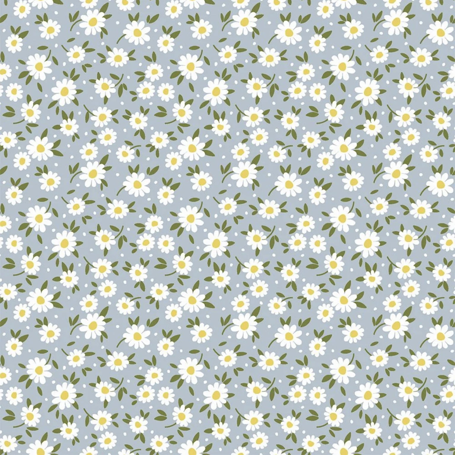 Tricoline estampado tiny daisy azul