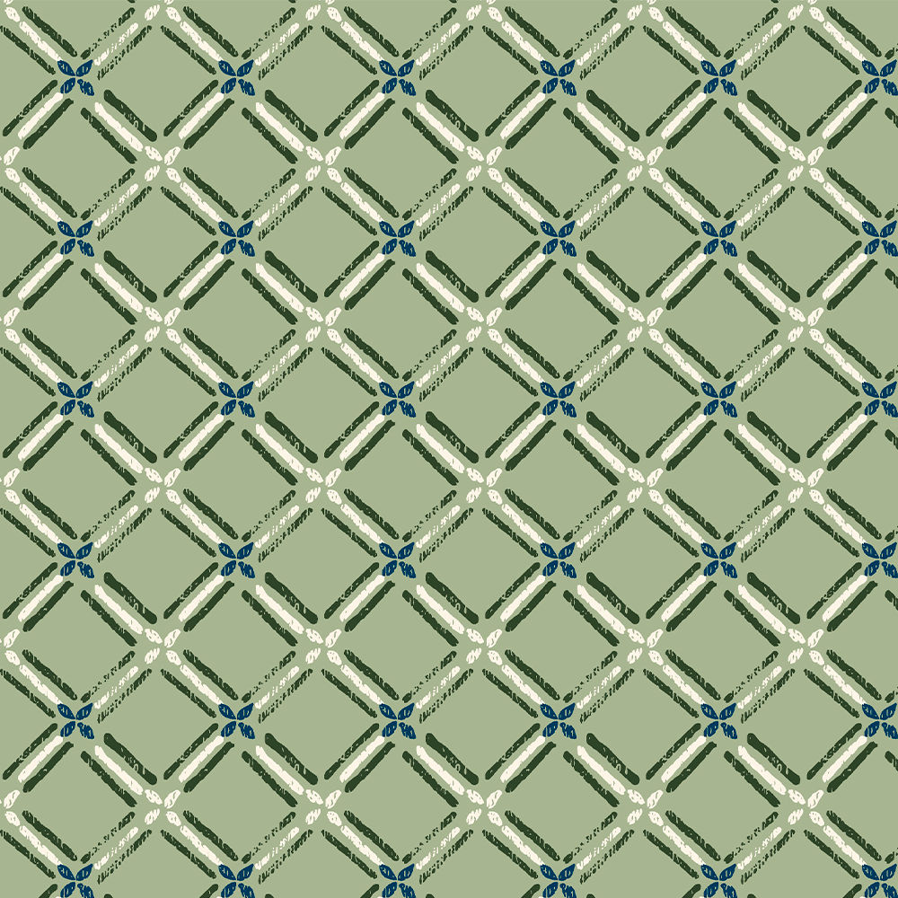 Tricoline estampado entrelaçado verde 