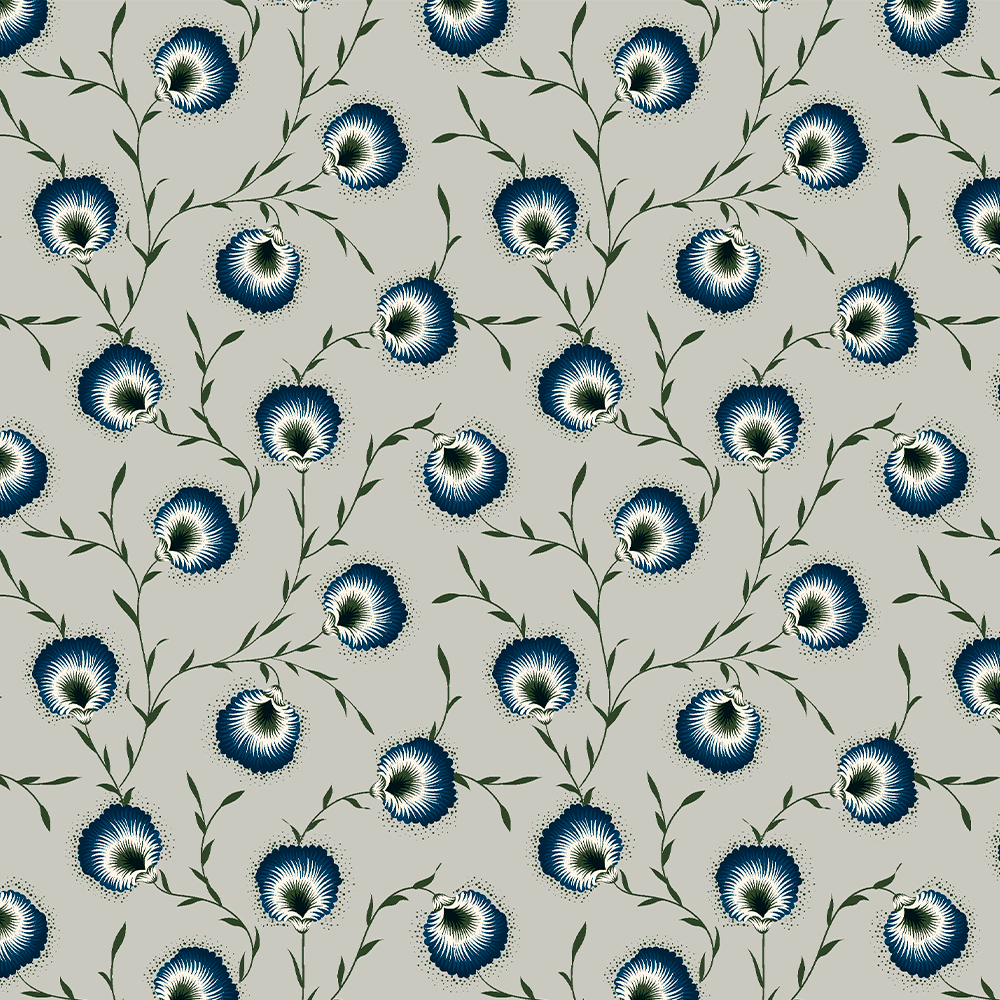 Tricoline estampado floral menor fundo cinza 