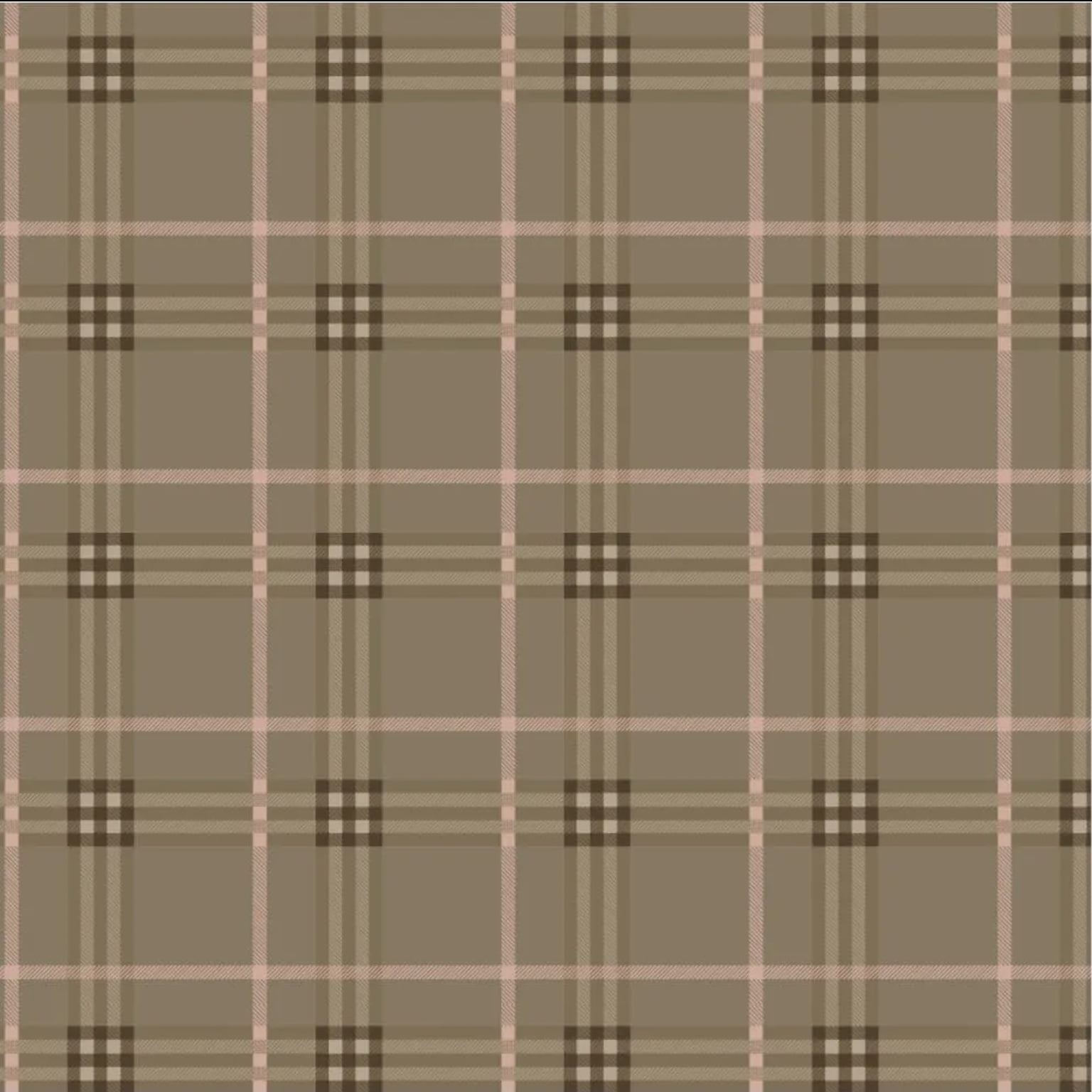 Tricoline estampa digital xadrez marrom peônias 