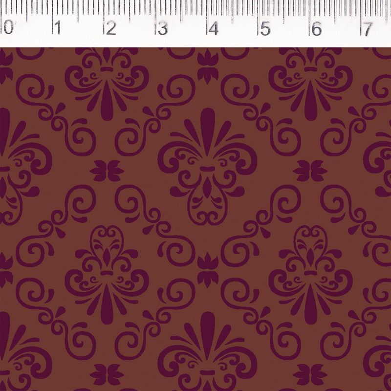 Tricoline estampado arabesco bordo