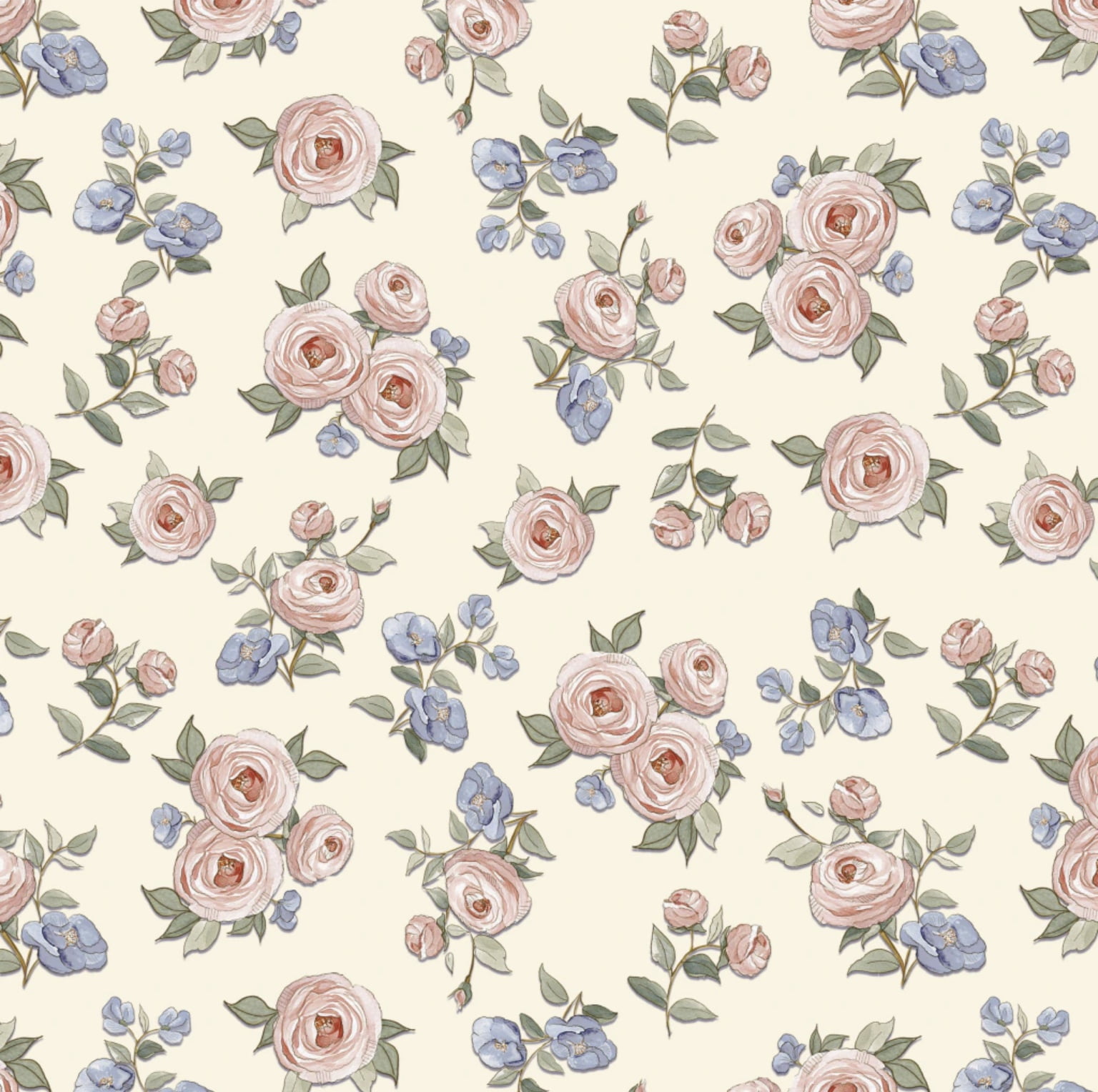 Tricoline estampa digital floral grande Shabby chic
