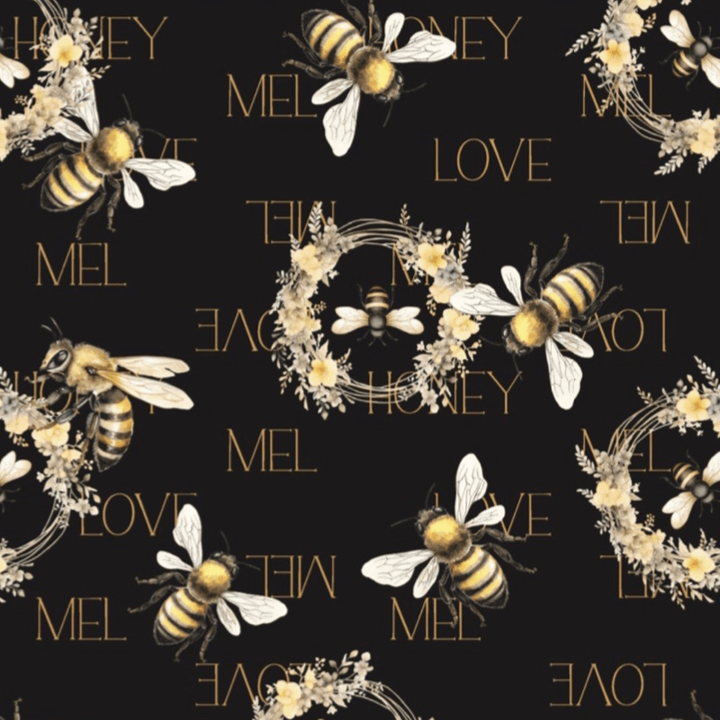 Tricoline estampa digital abelhas e mel
