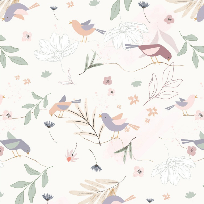 Tricoline estampa digital birds berry