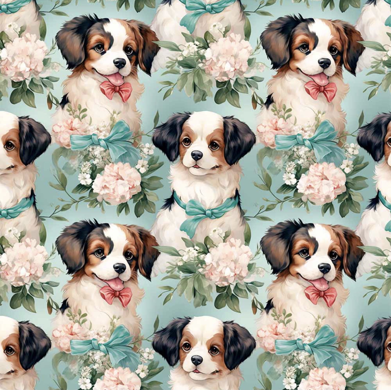 Tricoline estampa digital cachorrinhos lindos